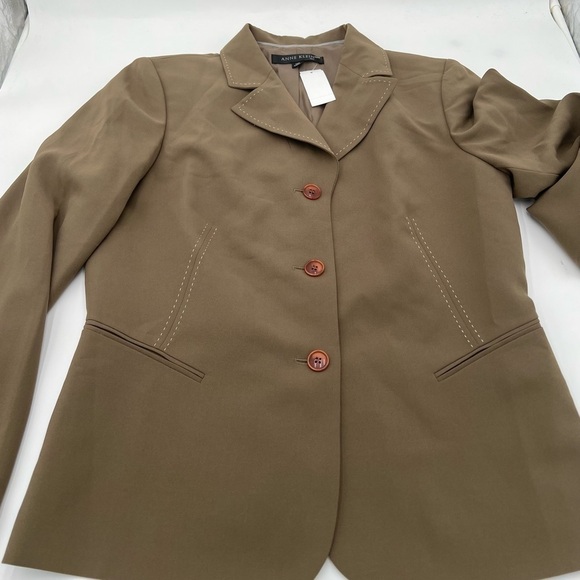 Anne Klein Suit Blazer Light Beige Women's Size 12P Three Button Career Wear Jac - Picture 10 of 13